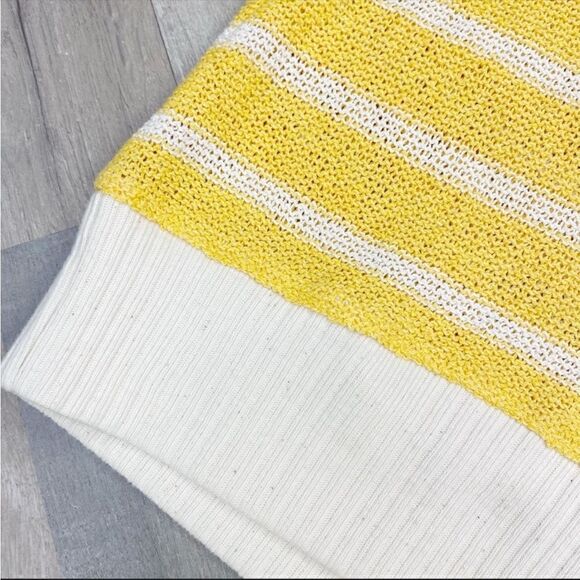 Zara Rustic Striped V-neck Sleeveless Tunic Sweater Vest Yellow Cream Small - Picture 4 of 9